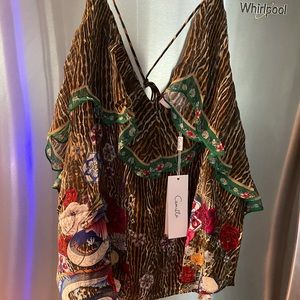 Camilla Top with neckline frill- Jewel of Jupiter